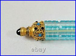 Antique Jeweled Lay Down Perfume Scent Bottle art Glass