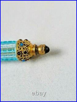 Antique Jeweled Lay Down Perfume Scent Bottle art Glass