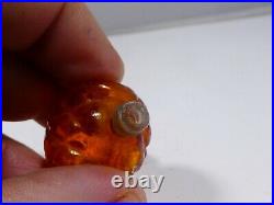 Antique Miniature Amber Perfume Bottle In The Shape Of An Acorn
