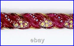 Antique Moser Cranberry Glass & Enamel Tear Catcher/Lay Down Bottle Perfume 7