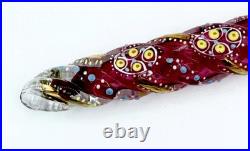 Antique Moser Cranberry Glass & Enamel Tear Catcher/Lay Down Bottle Perfume 7