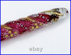 Antique Moser Cranberry Glass & Enamel Tear Catcher/Lay Down Bottle Perfume 7