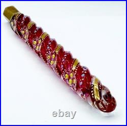 Antique Moser Cranberry Glass & Enamel Tear Catcher/Lay Down Bottle Perfume 7