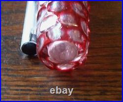 Antique Nice Red Overlay Cut Glass Perfume Scent Bottle Silver LID 1880