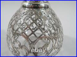 Antique Perfume 4911B Art Nouveau Bottle American Glass Silver Overlay