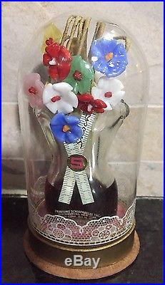 Antique Perfume Bottle Schiaparelli Shocking Figural Dome Glass Flowers Vintage