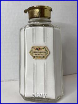 Antique QUELQUES FLEURS Houbigant France Powdered Perfume Talc Glass Bottle VTG