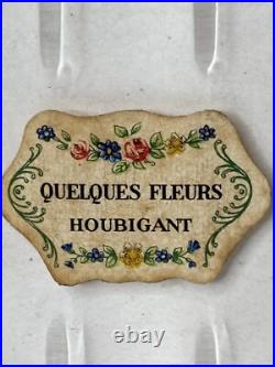 Antique QUELQUES FLEURS Houbigant France Powdered Perfume Talc Glass Bottle VTG