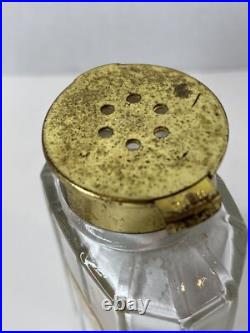 Antique QUELQUES FLEURS Houbigant France Powdered Perfume Talc Glass Bottle VTG