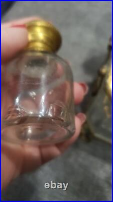 Antique RARE Embossed Flowers Crystal Cut Ormolu Box with Perfume Bottles France