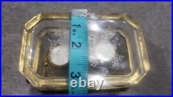 Antique RARE Embossed Flowers Crystal Cut Ormolu Box with Perfume Bottles France