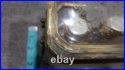 Antique RARE Embossed Flowers Crystal Cut Ormolu Box with Perfume Bottles France