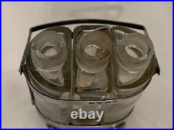 Antique Rare Vintage Clear Glass In Silver Hallmarked Case & Handle