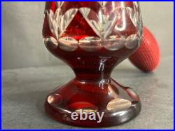 Antique Red Crystal perfume bottle/Scent Bottle /Signed/Art Deco/France C. 1940