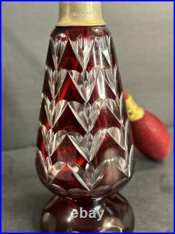 Antique Red Crystal perfume bottle/Scent Bottle /Signed/Art Deco/France C. 1940