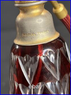 Antique Red Crystal perfume bottle/Scent Bottle /Signed/Art Deco/France C. 1940