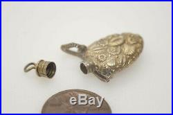 Antique Silver Gilt Shell Pattern Miniature Scent Bottle Charm