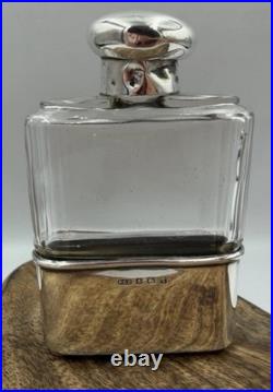 Antique Sterling Silver Mounted Glass Scent Bottle Birmingham 1915 HCD