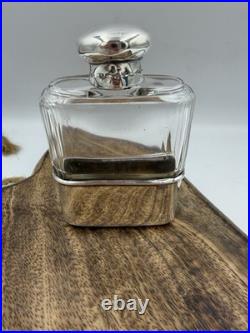 Antique Sterling Silver Mounted Glass Scent Bottle Birmingham 1915 HCD