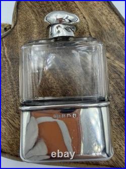 Antique Sterling Silver Mounted Glass Scent Bottle Birmingham 1915 HCD