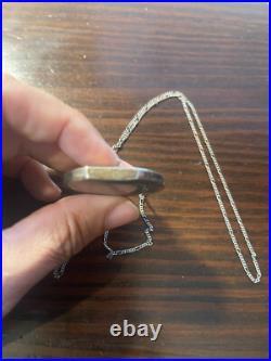 Antique Sterling Silver Repousse Perfume Bottle Decanter on 12 Silver Chain