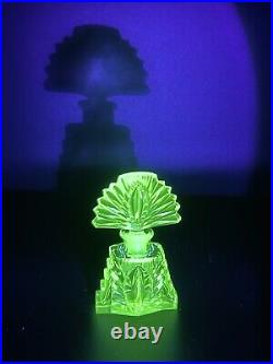 Antique Vaseline Glass Art Deco Vintage Art Glass Uranium Perfume Bottle