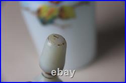 Antique Victorian Blue to White Art Glass Perfume Bottle with Enameled Decoration