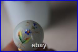 Antique Victorian Blue to White Art Glass Perfume Bottle with Enameled Decoration