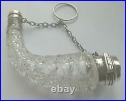 Antique. Victorian Cornucopia Scent Bottle Solid Silver Top & Tail Chatelaine