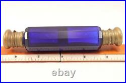 Antique Victorian French Cobalt Glass Perfume Bottle 10 Side Double Ended