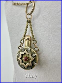 Antique Victorian Gold Filled Snuff Bottle Perfume Pendant Estate Unsigned Read