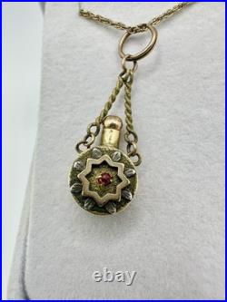 Antique Victorian Gold Filled Snuff Bottle Perfume Pendant Estate Unsigned Read