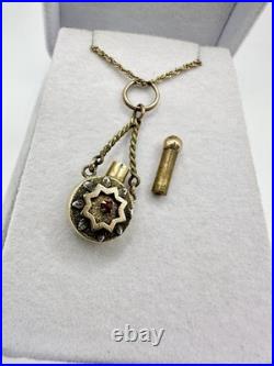 Antique Victorian Gold Filled Snuff Bottle Perfume Pendant Estate Unsigned Read