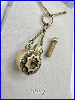 Antique Victorian Gold Filled Snuff Bottle Perfume Pendant Estate Unsigned Read