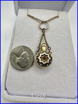 Antique Victorian Gold Filled Snuff Bottle Perfume Pendant Estate Unsigned Read