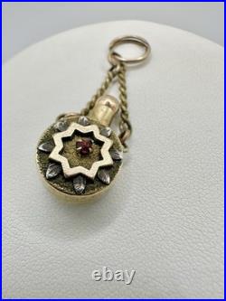 Antique Victorian Gold Filled Snuff Bottle Perfume Pendant Estate Unsigned Read