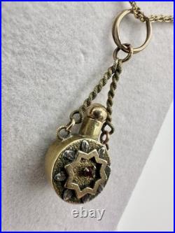 Antique Victorian Gold Filled Snuff Bottle Perfume Pendant Estate Unsigned Read
