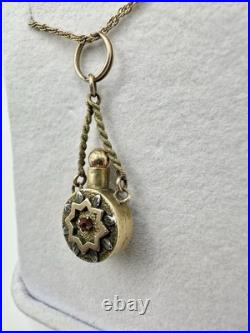 Antique Victorian Gold Filled Snuff Bottle Perfume Pendant Estate Unsigned Read