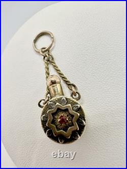 Antique Victorian Gold Filled Snuff Bottle Perfume Pendant Estate Unsigned Read