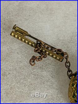 Antique Victorian Perfume Bottle Gold-Tone Filigree Pin Brooch End of Day VTG