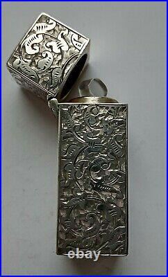 Antique Victorian Solid Silver Scent Bottle, B. H. J. Chester 1890
