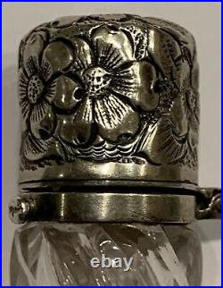 Antique Victorian Sterling Twisted Glass Perfume Scent Bottle