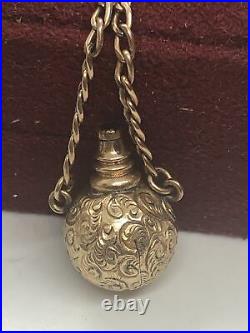 Antique Victorian Watch Fob Pendant Scent Bottle Style Garnet Collectible 1880s