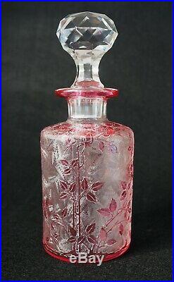 Antique Vintage Baccarat Perfume Bottle Eglantier Red Rose Design