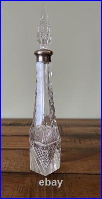 Antique Vintage Beautifully Etched Perfume Bottle with Hallmarks 9 tall Antique Vintage Beautifully Etched Perfume Bottle with Hallmarks 9 tall