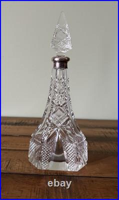Antique Vintage Beautifully Etched Perfume Bottle with Hallmarks 9 tall Antique Vintage Beautifully Etched Perfume Bottle with Hallmarks 9 tall