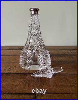 Antique Vintage Beautifully Etched Perfume Bottle with Hallmarks 9 tall Antique Vintage Beautifully Etched Perfume Bottle with Hallmarks 9 tall