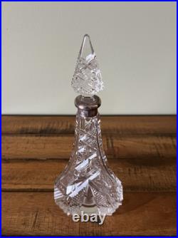Antique Vintage Beautifully Etched Perfume Bottle with Hallmarks 9 tall Antique Vintage Beautifully Etched Perfume Bottle with Hallmarks 9 tall