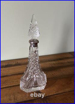 Antique Vintage Beautifully Etched Perfume Bottle with Hallmarks 9 tall Antique Vintage Beautifully Etched Perfume Bottle with Hallmarks 9 tall