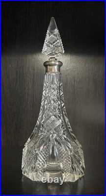 Antique Vintage Beautifully Etched Perfume Bottle with Hallmarks 9 tall Antique Vintage Beautifully Etched Perfume Bottle with Hallmarks 9 tall